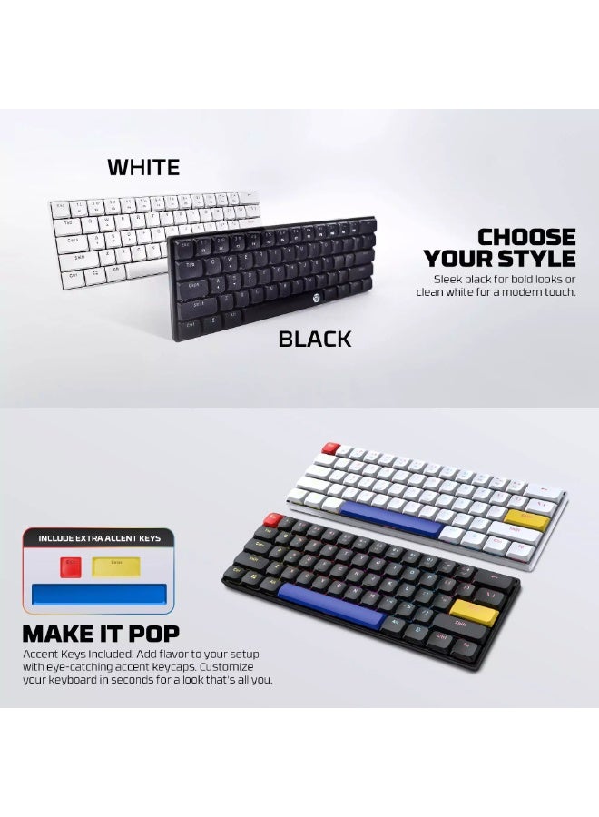 فانتيك لوحة مفاتيح الألعاب الميكانيكية ATOM AIR61 MK311 - مفاتيح زرقاء منخفضة الارتفاع - إضاءة RGB بـ 17 وضعًا - أغطية مفاتيح إضافية - Image 2